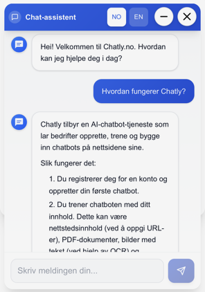 Chatbot-tilpasning og funksjoner