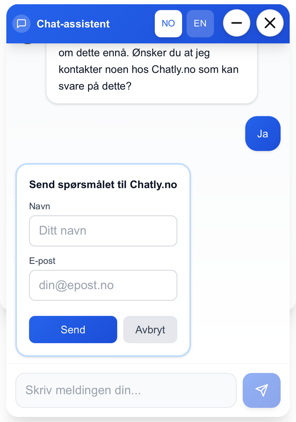 Chatbot-demo skjermbilde
